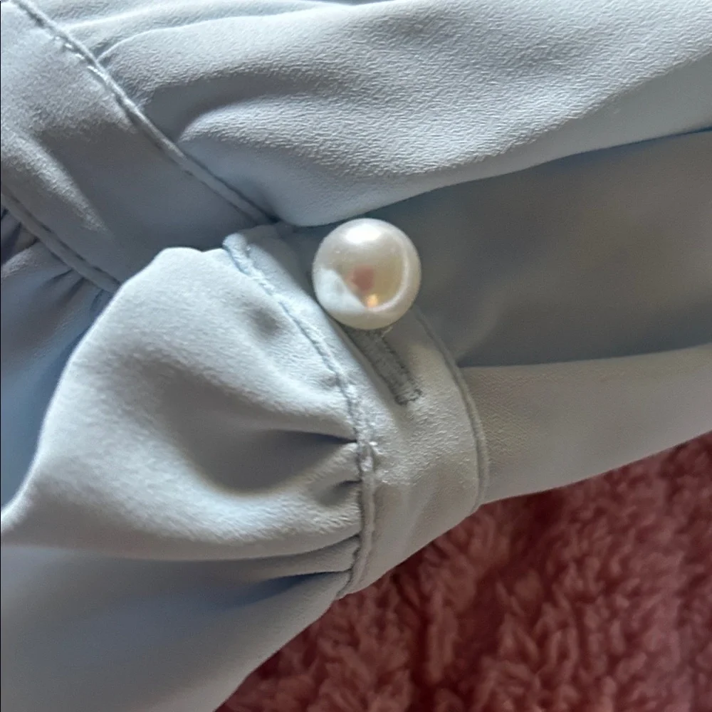 Talbots Light Blue Ruffle Blouse - Picture 7 of 8